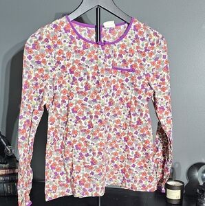 Mini Boden Floral Ls Shirt With Pocket 13/14